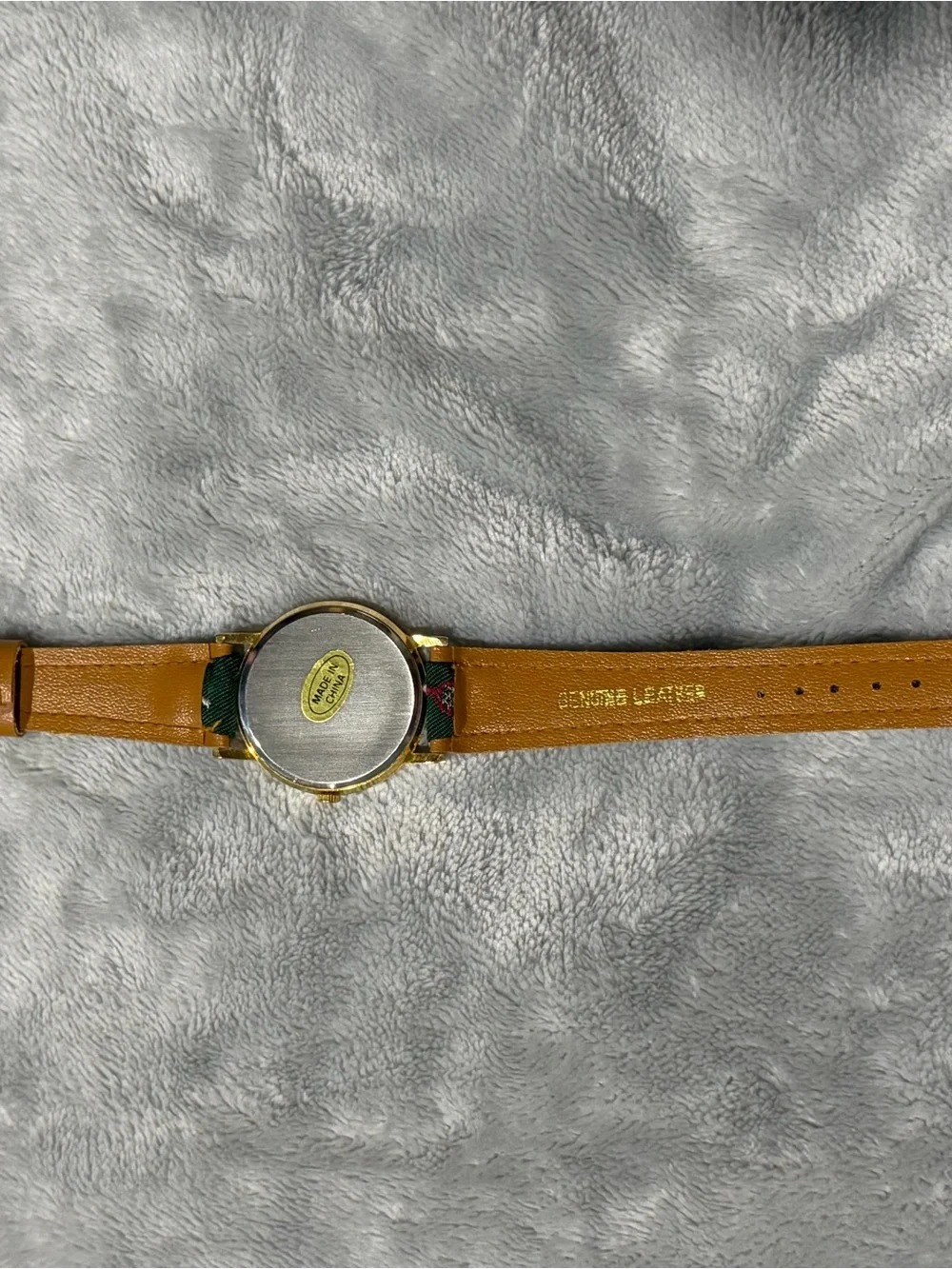 Tennis Motif Gold-Tone Watch with Green Dial Accents
